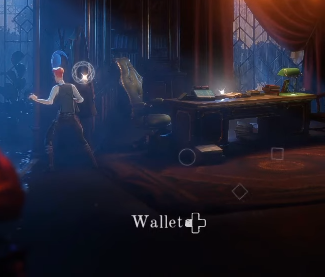 Interaction prompt for a wallet object in the game world