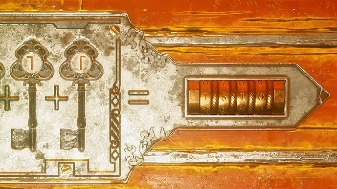 A Conundrum key being used in a puzzle mechanism