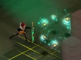 Red carrying the sword low, dragging behind her